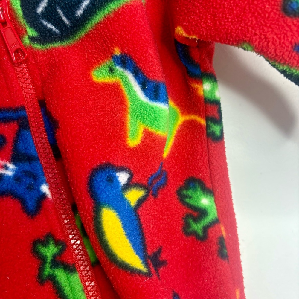 Vintage Columbia Baby Infant Zip Fleece Onesie With Frog/Bird/Cat Print Animals - Picture 7 of 8